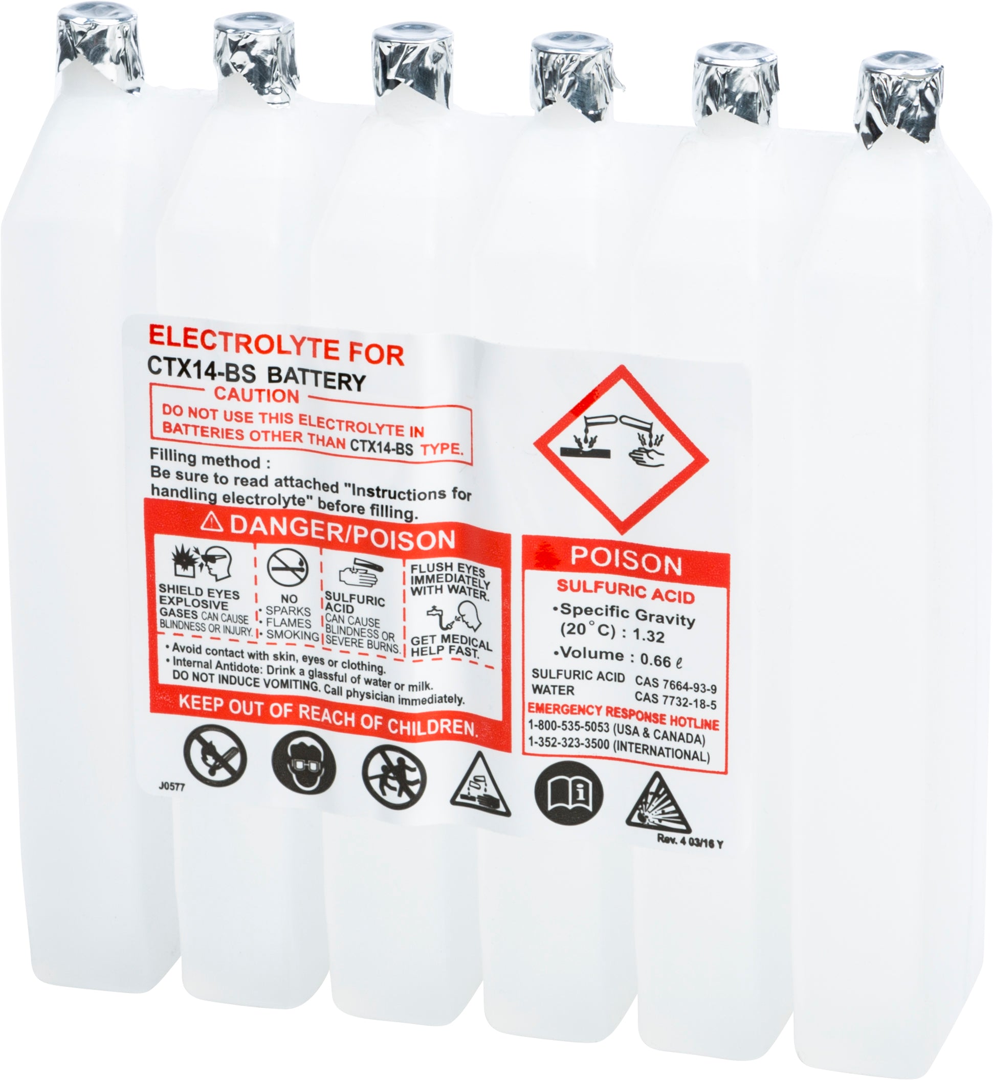 FIRE POWER - SEALED BATTERY ELECTROLYTE PACK 660CC - 660CC CTX