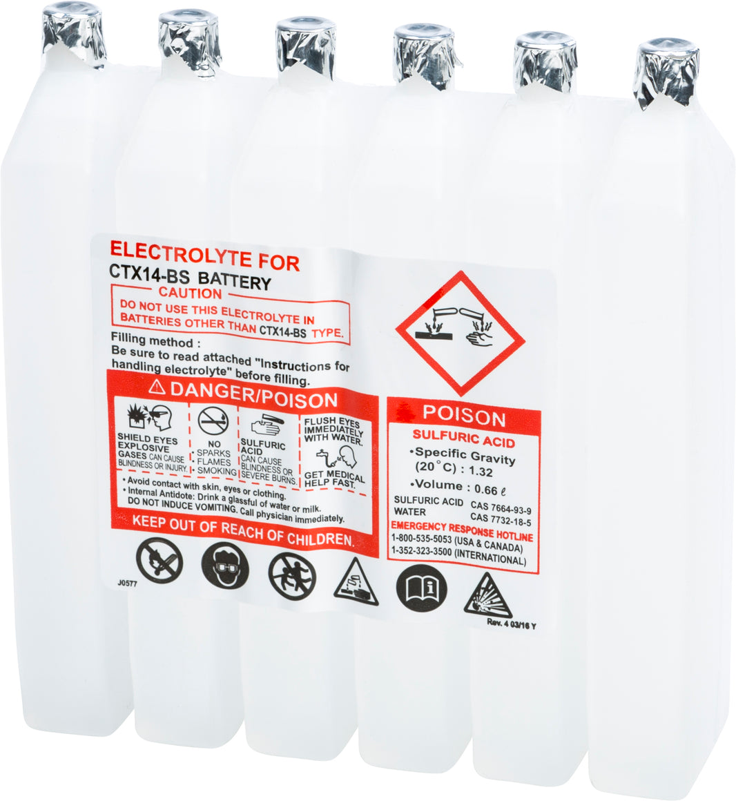 FIRE POWER - SEALED BATTERY ELECTROLYTE PACK 660CC - 660CC CTX