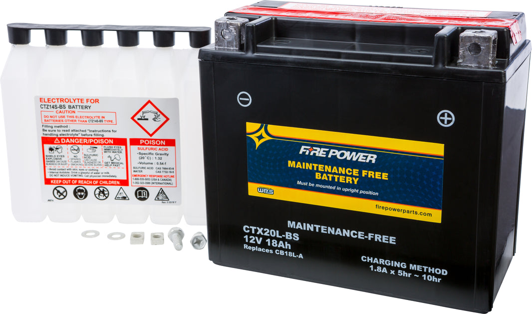 FIRE POWER - BATTERY CTX20L-BS MAINTENANCE FREE - CTX20L-BS