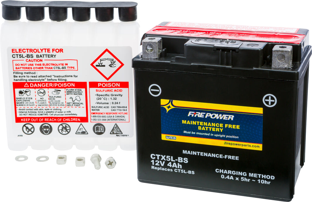 FIRE POWER - BATTERY CTX5L-BS MAINTENANCE FREE - CTX5L-BS