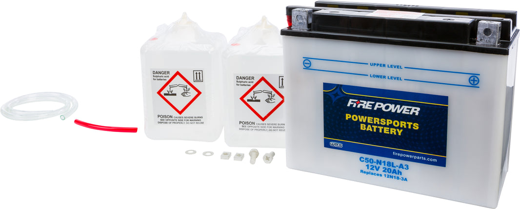 FIRE POWER - BATTERY W/ACID C50-N18L-A3 12V HEAVY DUTY - C50-N18L-A3