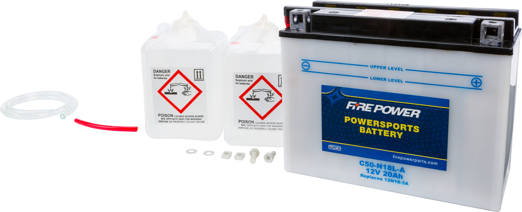 FIRE POWER - BATTERY W/ACID C50-N18L-A 12V HEAVY DUTY - C50-N18L-A