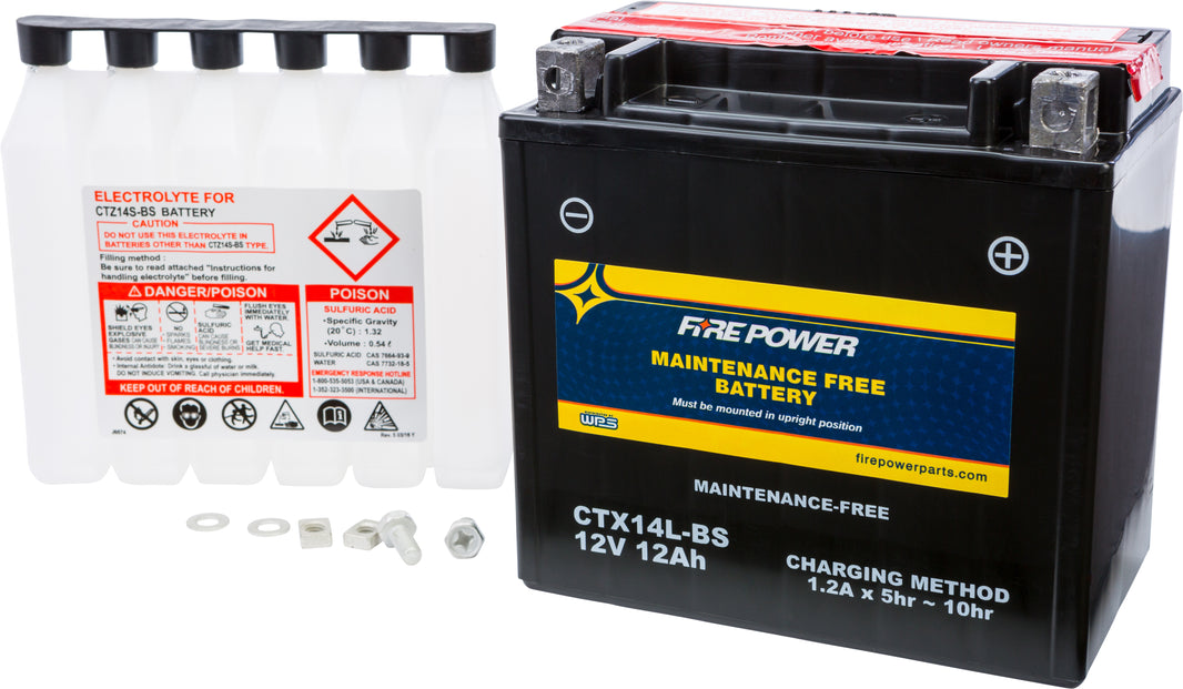 FIRE POWER - BATTERY CTX14L-BS MAINTENANCE FREE - CTX14L-BS